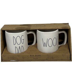 Rae Dunn Dog Dad Woof Large Ceramic Coffee Tea Mug Gift Set